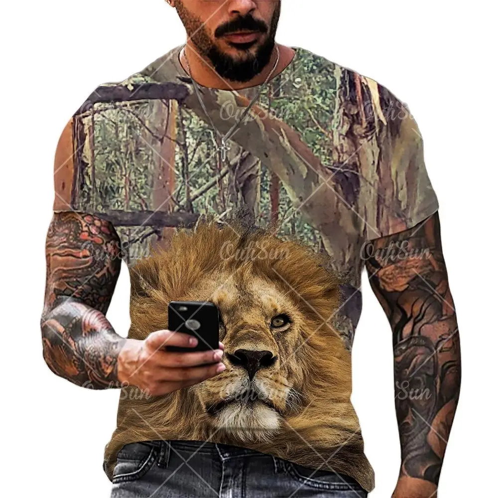 Fashion 3D Printing Forest Camouflage Animal Cheetah Tiger Lion Men's T-shirt Street Trend Personality Wild Loose Oversized Tops
Fashion 3D Printing Forest Camouflage Animal Cheetah Tiger Lion Men's T-shirt Street Trend Personality Wild Loose Oversized Tops