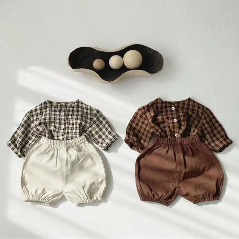 2021 Spring New Kids Baby Girls Boys Outfit Suit Cotton Clothes Set Toddler Plaid Casual Shirts Solid Short Pants 2pcs Set
2021 Spring New Kids Baby Girls Boys Outfit Suit Cotton Clothes Set Toddler Plaid Casual Shirts Solid Short Pants 2pcs Set