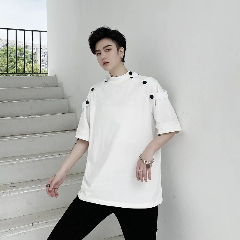 Men Streetwear Casual Stand Collar Short Sleeve White Black T-shirt Male Vintage Hip Hop Gothic Tees Shirts
Men Streetwear Casual Stand Collar Short Sleeve White Black T-shirt Male Vintage Hip Hop Gothic Tees Shirts