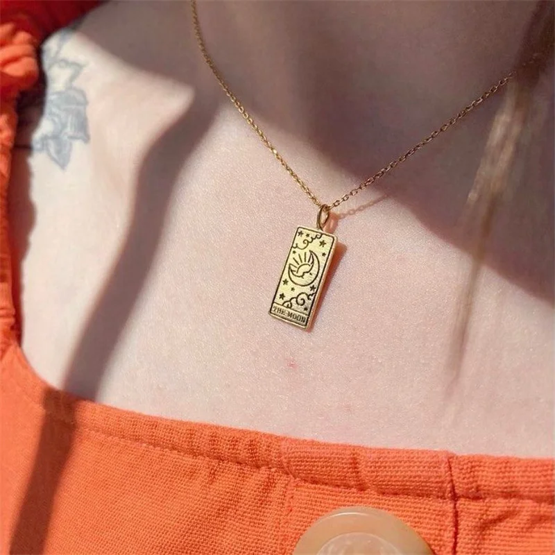 Vintage Sun Moon Star Necklaces For Women Girls Stainless Steel Tarot Card Pendant Square Amulet Lucky Symbolic Jewelry Gift
Vintage Sun Moon Star Necklaces For Women Girls Stainless Steel Tarot Card Pendant Square Amulet Lucky Symbolic Jewelry Gift