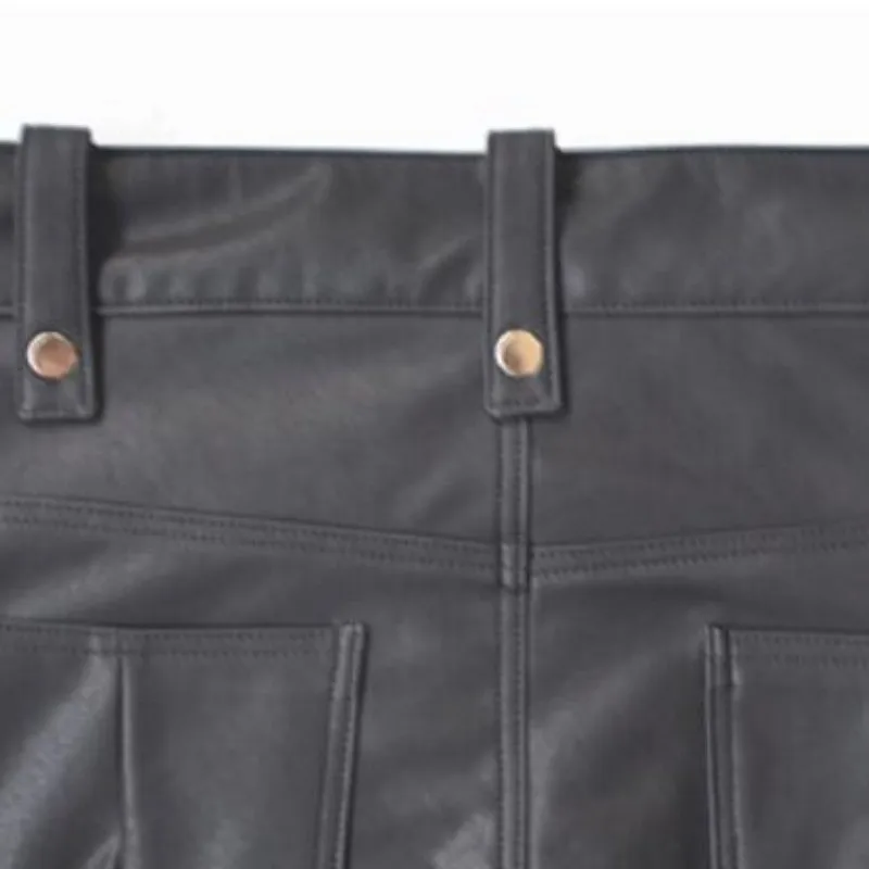 Брюки женские из искусственной кожи клеш колокол на шнуровке XS-XL | Женская одежда