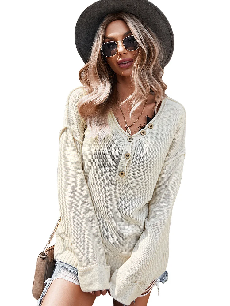 Autumn and Winter Long Sleeve Sweater 2021 Solid Color V-neck Single-breasted Jacket Temperament Commute
Autumn and Winter Long Sleeve Sweater 2021 Solid Color V-neck Single-breasted Jacket Temperament Commute
