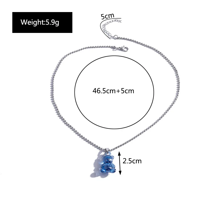 New Korea Cute Transparent Gummy Bear Pendant Choker Necklace for Women Girls Long Statement Necklace Wholesale Jewelry Gifts
New Korea Cute Transparent Gummy Bear Pendant Choker Necklace for Women Girls Long Statement Necklace Wholesale Jewelry Gifts