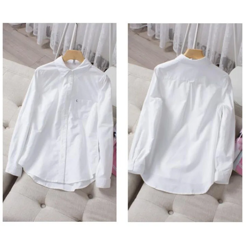 Spring Autumn Women White Loose Shirts Cotton Denim All Match OL Lady Blouses Long Sleeve Cozy Single Breasted Clothing Tops
Spring Autumn Women White Loose Shirts Cotton Denim All Match OL Lady Blouses Long Sleeve Cozy Single Breasted Clothing Tops