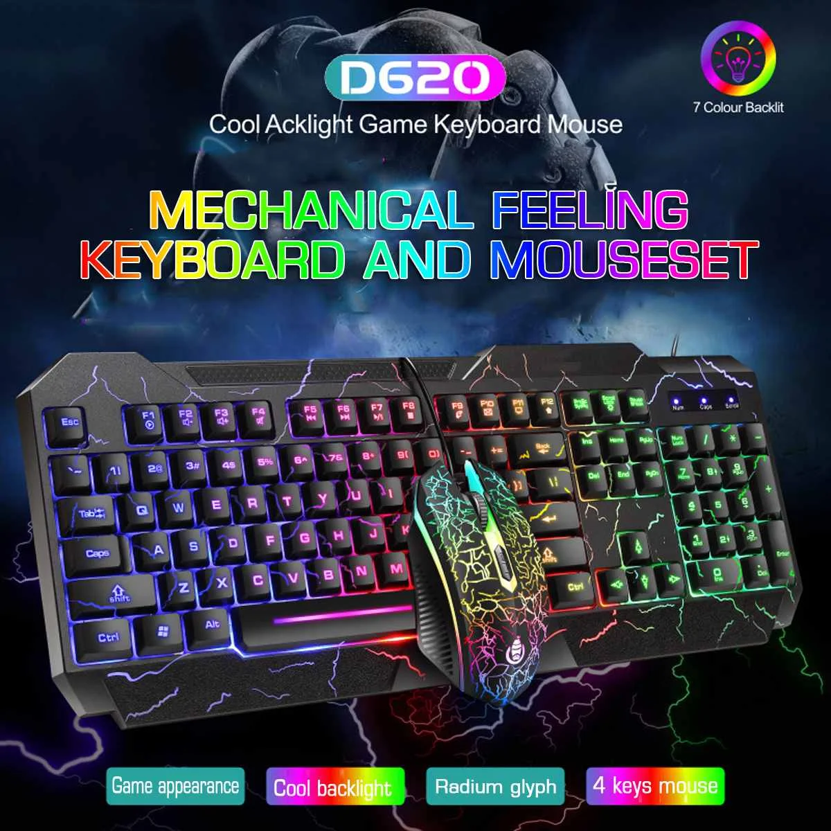 NEW Keyboard Wired USB Keyboard Mouse Colorful Lighting ABS Multimedia Key Cap Black Colorful Backlit Keyboard
NEW Keyboard Wired USB Keyboard Mouse Colorful Lighting ABS Multimedia Key Cap Black Colorful Backlit Keyboard