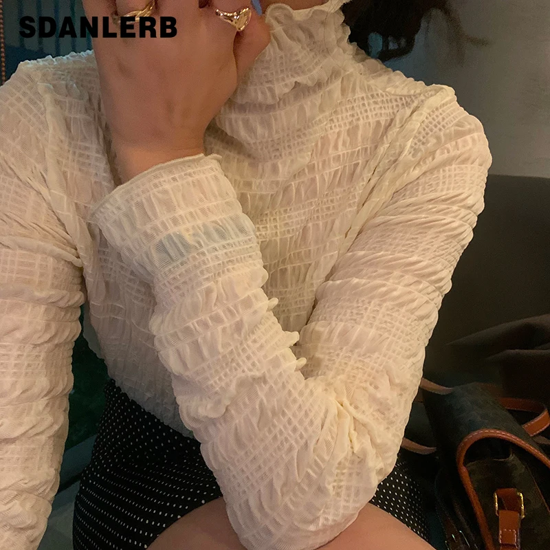 Women's Stretch Half-High Collar Inner Match Chiffon Lace Bottoming Shirt Long Sleeve Solid Color All-matching Slimming Tops
Women's Stretch Half-High Collar Inner Match Chiffon Lace Bottoming Shirt Long Sleeve Solid Color All-matching Slimming Tops