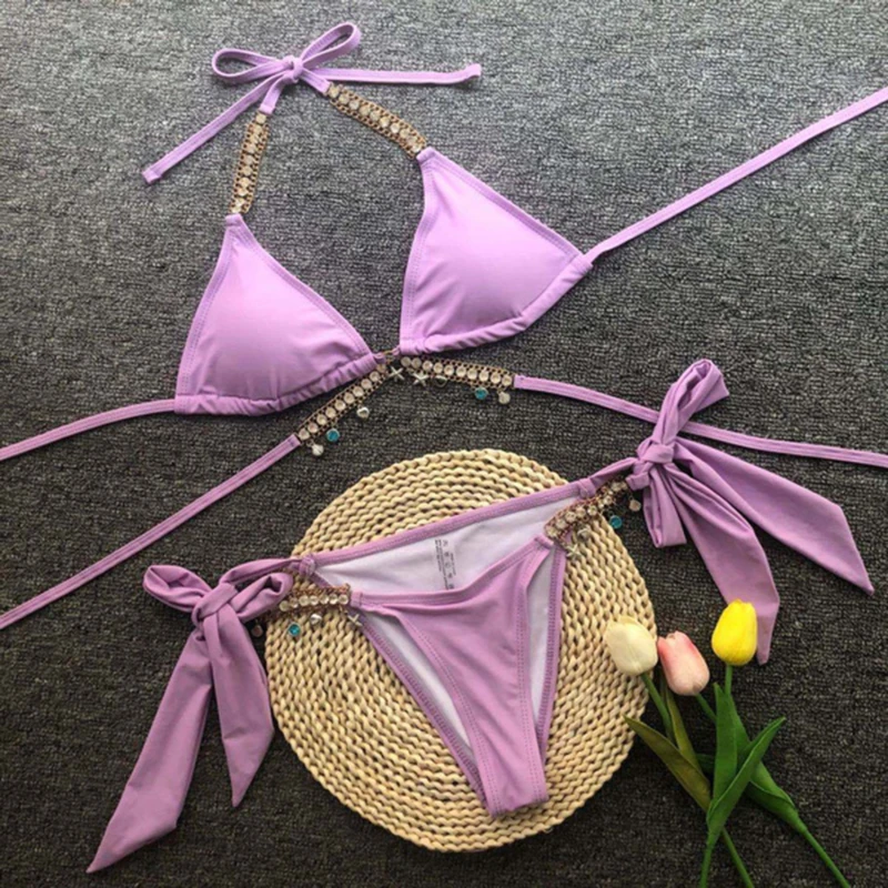 2021 Sexy Crystal Diamond Bikini Swimwear Women Swimsuit Chain Bandage Bikini Set Female Push Up Bathing Suits Summer Beach Wear
2021 Sexy Crystal Diamond Bikini Swimwear Women Swimsuit Chain Bandage Bikini Set Female Push Up Bathing Suits Summer Beach Wear