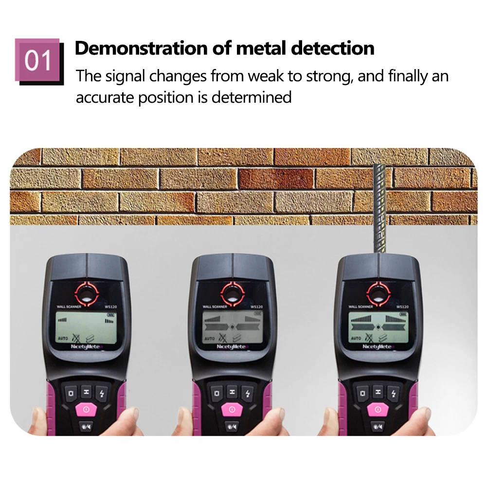WS120 Handheld Multifunction Wall Detector Wall Metal Wood Cable Wire Finder LED Wall Scanner Professional Metal Detectors
WS120 Handheld Multifunction Wall Detector Wall Metal Wood Cable Wire Finder LED Wall Scanner Professional Metal Detectors