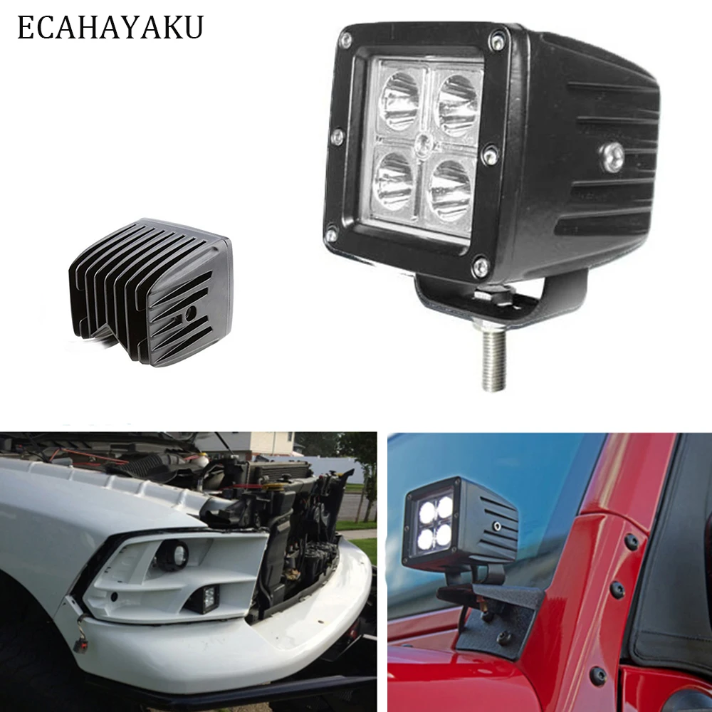 

ECAHAYAKU 2Pcs Dually Cube 3 inch LED Work Light 6000K 12V 24V Waterproof 12W 1080lm 4x4 4WD OffRoad Driving Pods Trucks SUV ATV