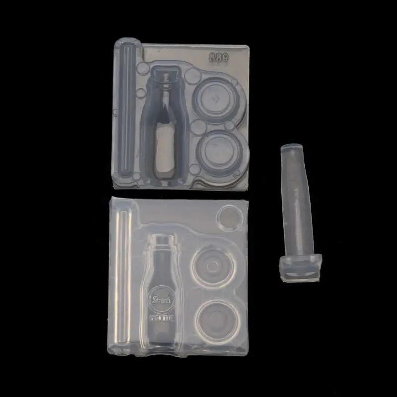 2021 New Handmade Mini Hollow Milk Bottles Cup Straw Silicone Resin Molds Craft Tools