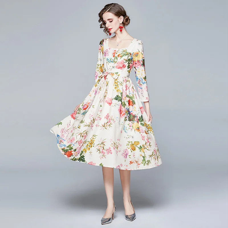 New Elegant Vintage Women Print Slim Tunic Draped Midi Dress Evening Party Clothing Lady Long Sleeve Dresses
New Elegant Vintage Women Print Slim Tunic Draped Midi Dress Evening Party Clothing Lady Long Sleeve Dresses