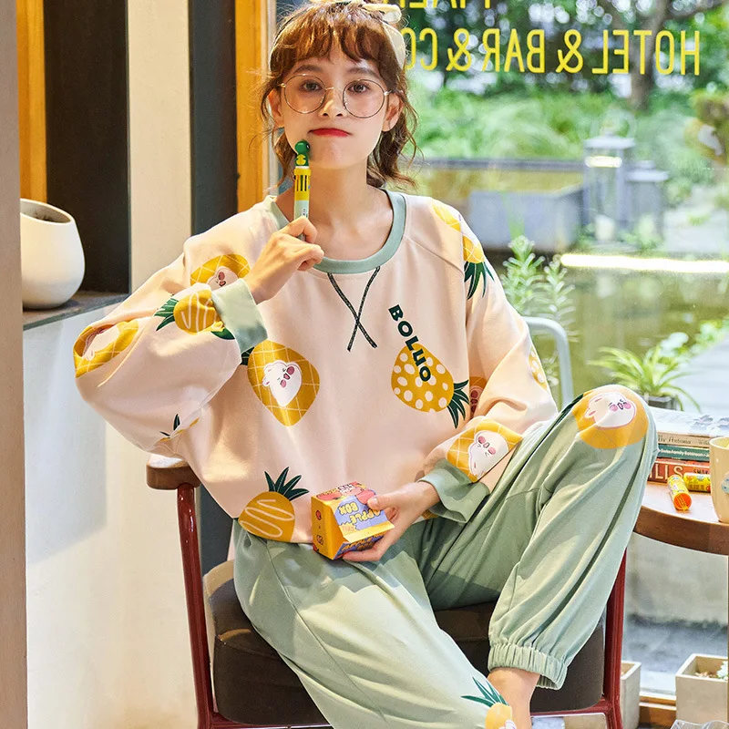 Long Sleeves Women's Pajamas Set Autumn Winter Pyjamas Loose Sweet Cute Pineapple Print Pijama Loungewear Home Clothes Nightwear
Long Sleeves Women's Pajamas Set Autumn Winter Pyjamas Loose Sweet Cute Pineapple Print Pijama Loungewear Home Clothes Nightwear