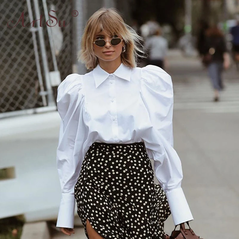 ArtSu Elegant Puff Sleeve Blouse White Shirts Office Lady Work Wear Turn Down Collar Womens Tops Blouses 2020 Spring Streetwear
ArtSu Elegant Puff Sleeve Blouse White Shirts Office Lady Work Wear Turn Down Collar Womens Tops Blouses 2020 Spring Streetwear