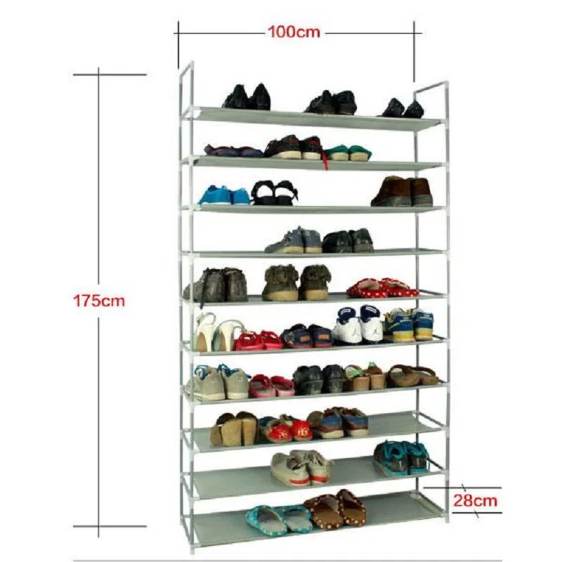 100cm Ultra Large Capacity 10 Layers Non-woven Fabrics & Steel Shoe Rack Gray Assemble Shoes Shelf DIY Home Furniture
100cm Ultra Large Capacity 10 Layers Non-woven Fabrics & Steel Shoe Rack Gray Assemble Shoes Shelf DIY Home Furniture