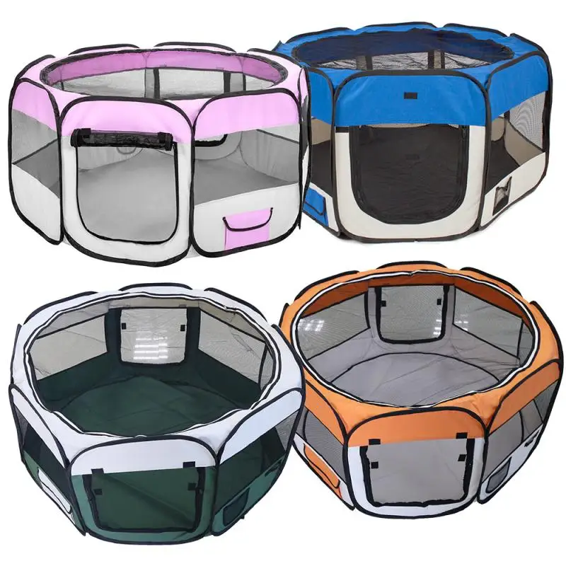 

Portable Dog Fences Pet Tent Folding Dog House Cage Cat Tent Playpen Puppy Kennel Easy Operation Octagonal Fence Large Dog House