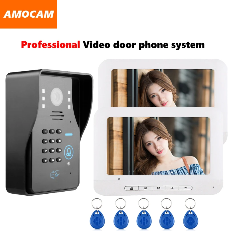 1000TVL Door Camera Video door phone System Video Intercom Doorbell kit support Password / Rfid Keyfobs Card Unlock 2-Monitor
1000TVL Door Camera Video door phone System Video Intercom Doorbell kit support Password / Rfid Keyfobs Card Unlock 2-Monitor