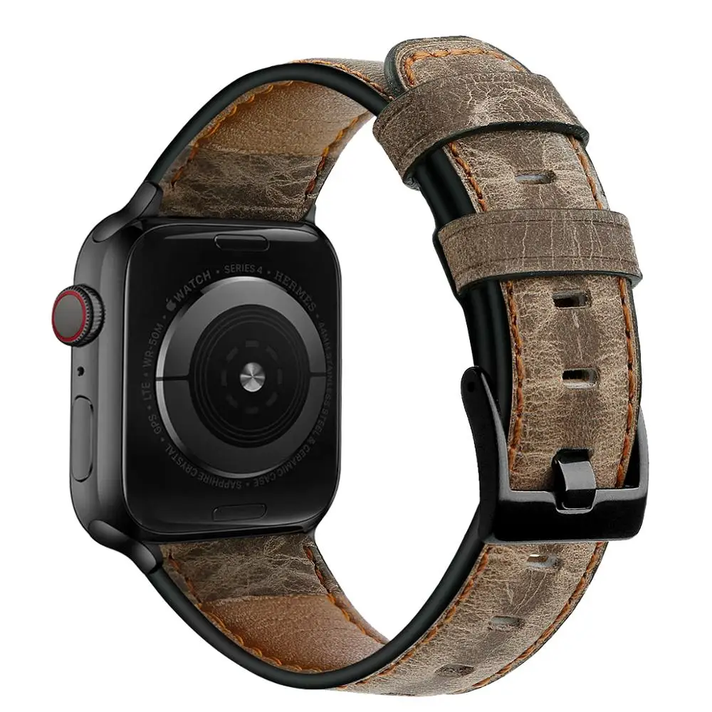 Кожаный ремешок в стиле ретро для Apple watch band 44 мм 40 42 38 браслет iWatch 1 2 3 4