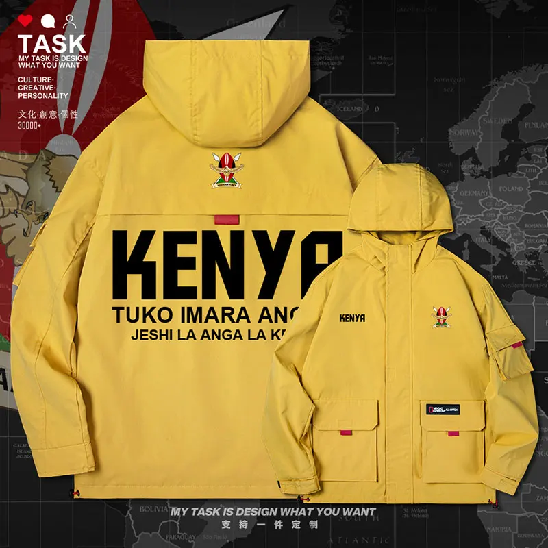 

Republic of Kenya Kenyan KEN men jacket hooded air force logo army fan windbreaker new trench coat men for men clothes autumn