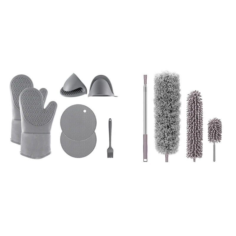 Silicone Oven Mitt Heat Resistant & Microfiber Duster,Duster Cleaning Kit With Extension Pole,Washable,Bendable Dusters
Silicone Oven Mitt Heat Resistant & Microfiber Duster,Duster Cleaning Kit With Extension Pole,Washable,Bendable Dusters