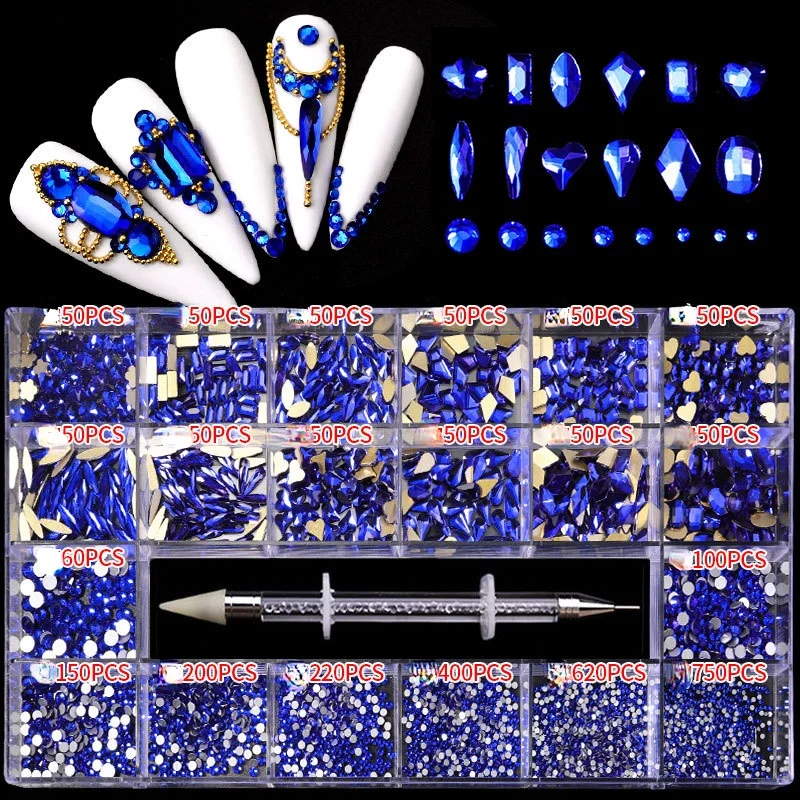 21 Grids/Box Multi-Shape Flat Back Shiny Glass Crystal Blue Rhinestone DIY Nail Art Craft Crystal 3D Decoration Rhinestone
21 Grids/Box Multi-Shape Flat Back Shiny Glass Crystal Blue Rhinestone DIY Nail Art Craft Crystal 3D Decoration Rhinestone