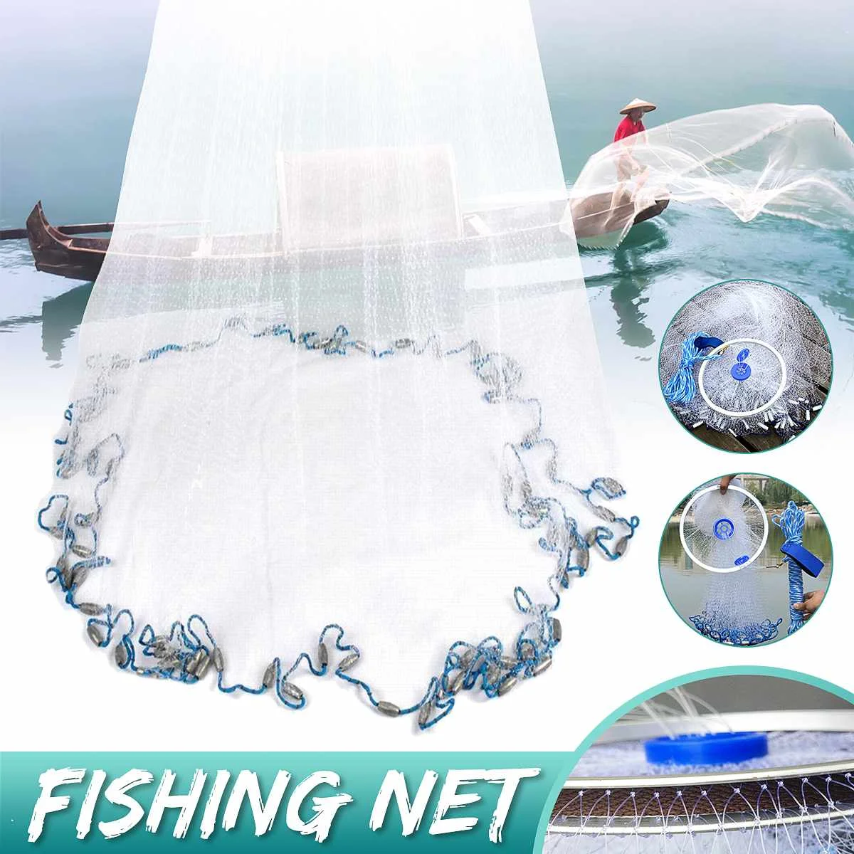 Fishing Net with Sinker Hand Throw Fly Cast Net Fishing Net Spin Network Hand Sinker Small Mesh Braided Cable with Aluminum Ring
Fishing Net with Sinker Hand Throw Fly Cast Net Fishing Net Spin Network Hand Sinker Small Mesh Braided Cable with Aluminum Ring