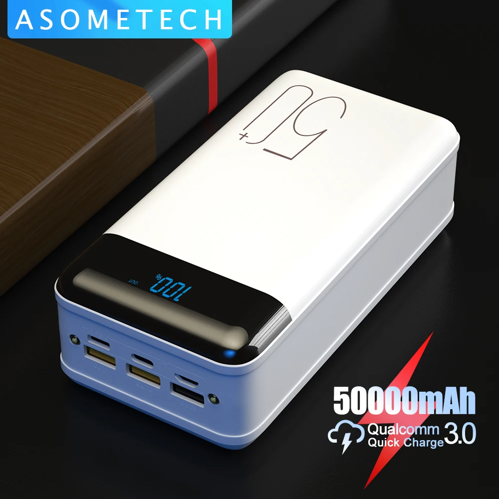 

Power Bank 50000mAh Портативное зарядное устройство USB Quick Charge 3.0 Быстрая зарядка Внешнее зарядное устройство Powerbank для iPhone 12 Xiaomi