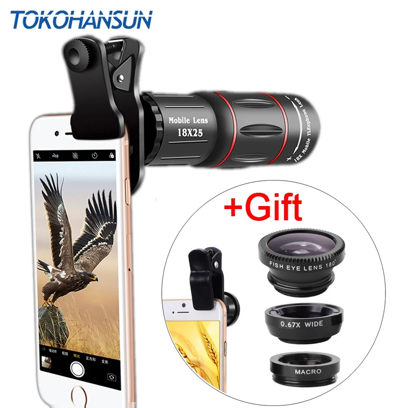 Мобильный телефон TOKOHANSUN универсальный зум-объектив с телескопом 18x + Штатив для