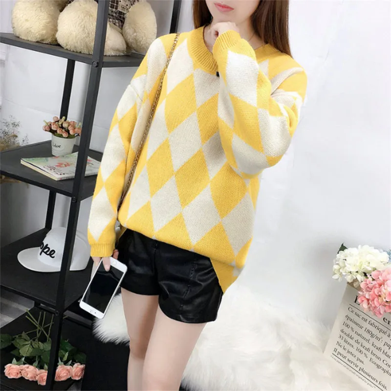 Women's knitted sweaters fashion casual geometric plaid cute knitted sweaters autumn and winter tops women's pullovers
Women's knitted sweaters fashion casual geometric plaid cute knitted sweaters autumn and winter tops women's pullovers