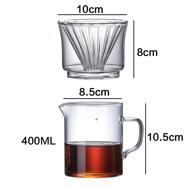 

Coffee Dripper Engine Style 1-2Cups Glass Coffee Drip Filter Cup Permanent Pour Over Coffee Maker with Separate Stand 400ml Cups