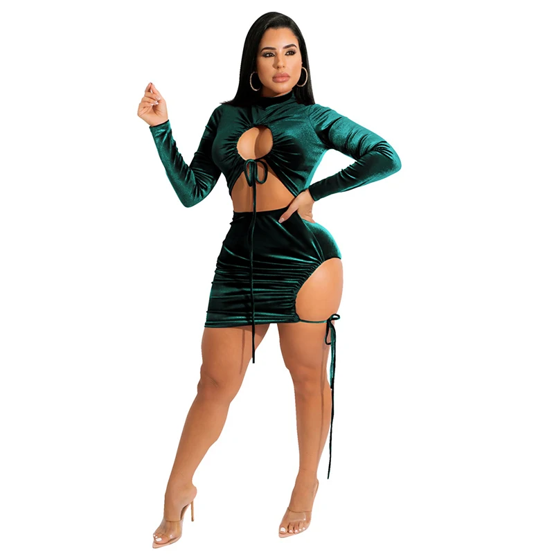 Sexy Hollow Out Shirring Bandage Dress Velvet Long Sleeve Ruched Bodycon 2021Autumn Winter Women Elegant Party Club Mini Dresses
Sexy Hollow Out Shirring Bandage Dress Velvet Long Sleeve Ruched Bodycon 2021Autumn Winter Women Elegant Party Club Mini Dresses