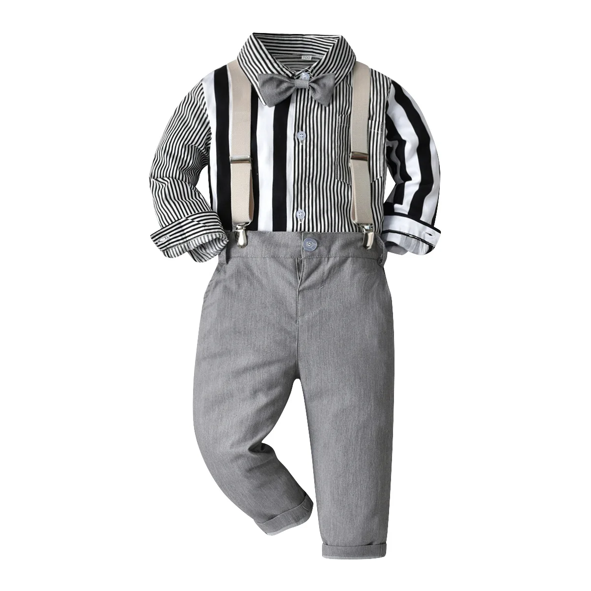 Toddler Kids Infant Boys Clothes Long Striped Shirt + Grey Pants 4 Pieces Suit Set Children Fall Formal Costume Kits
Toddler Kids Infant Boys Clothes Long Striped Shirt + Grey Pants 4 Pieces Suit Set Children Fall Formal Costume Kits
