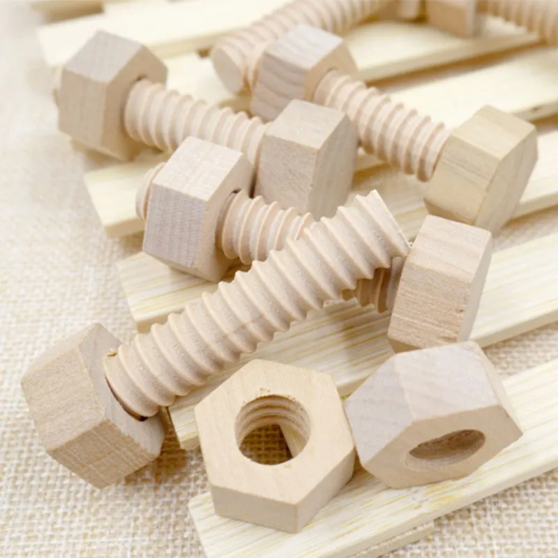 

Educational Wooden Screw Nut Block Assembling Matching Game Toy Natural Wood Hands-On Teaching Aid Development Toys for Children