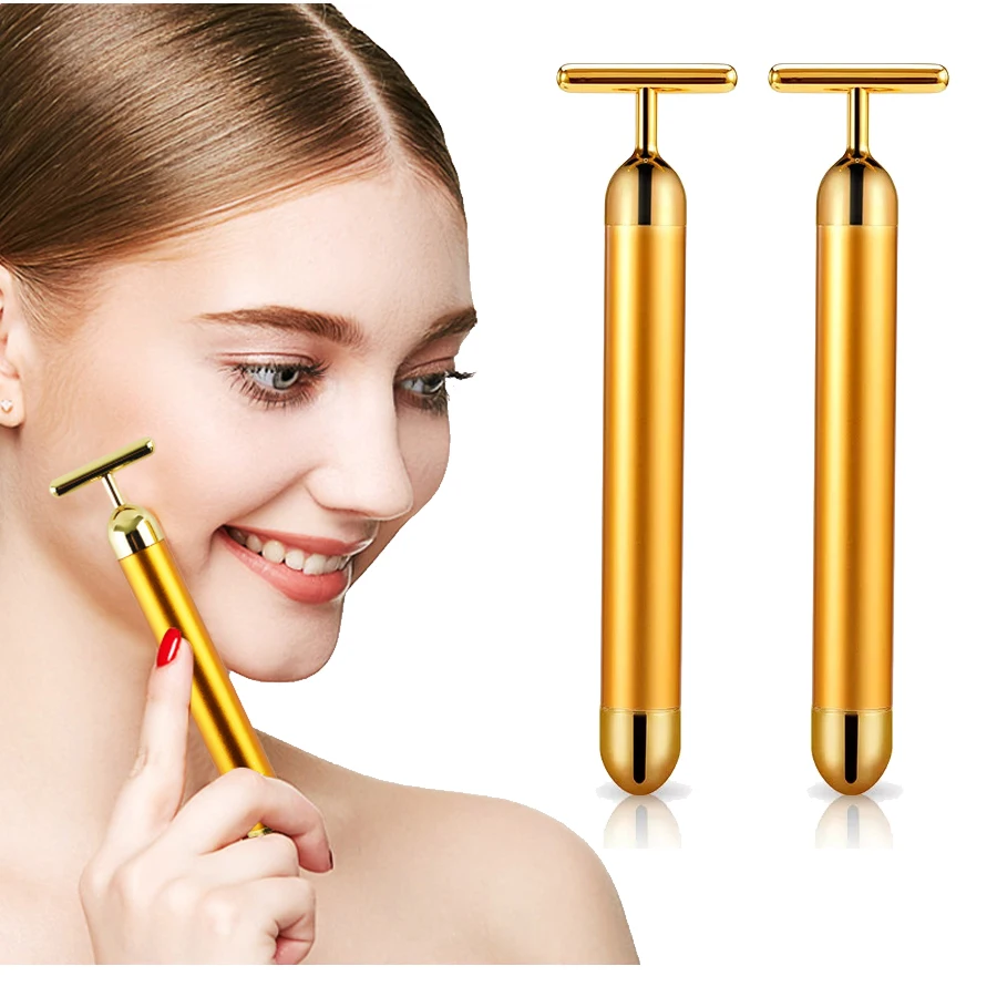 Vibration Facial Care Beauty Roller Slimming Face 24k Gold Color Tightening Wrinkle Stick Lift Skin Energy Bar Electric Massager
Vibration Facial Care Beauty Roller Slimming Face 24k Gold Color Tightening Wrinkle Stick Lift Skin Energy Bar Electric Massager