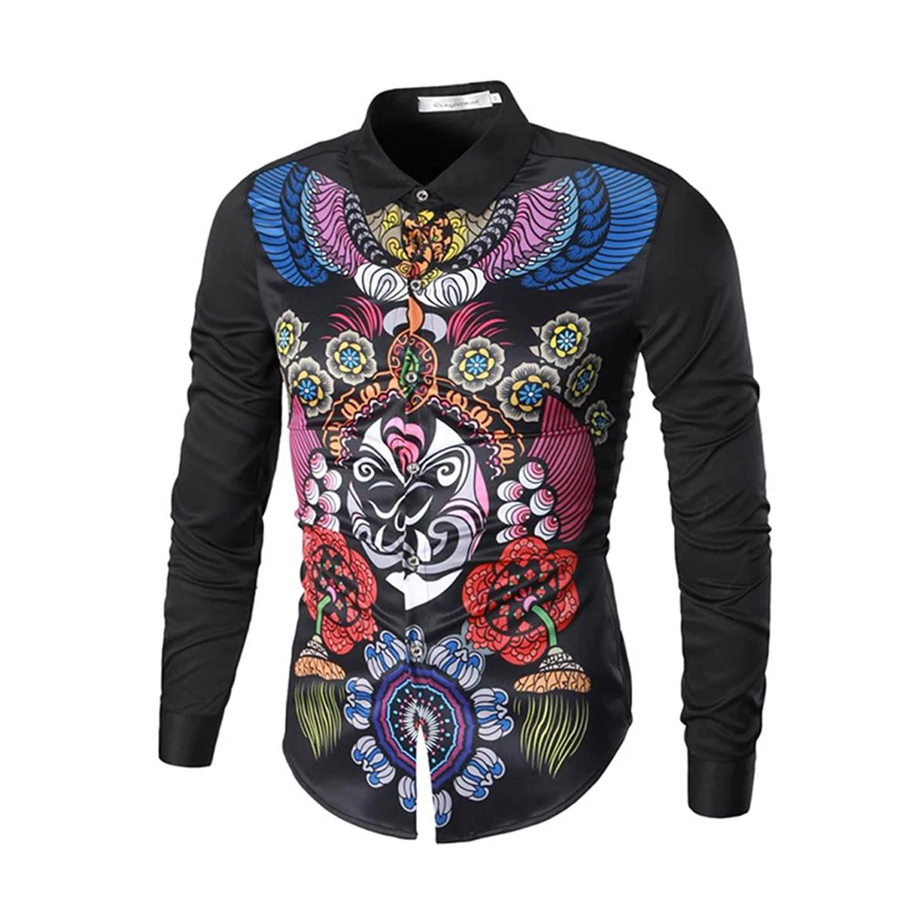 Beijing Opera Print Shirt Turn Down Collar Cardigan Slim Fit Single Breasted Casual Shirts Men Clothing Fashion
Beijing Opera Print Shirt Turn Down Collar Cardigan Slim Fit Single Breasted Casual Shirts Men Clothing Fashion