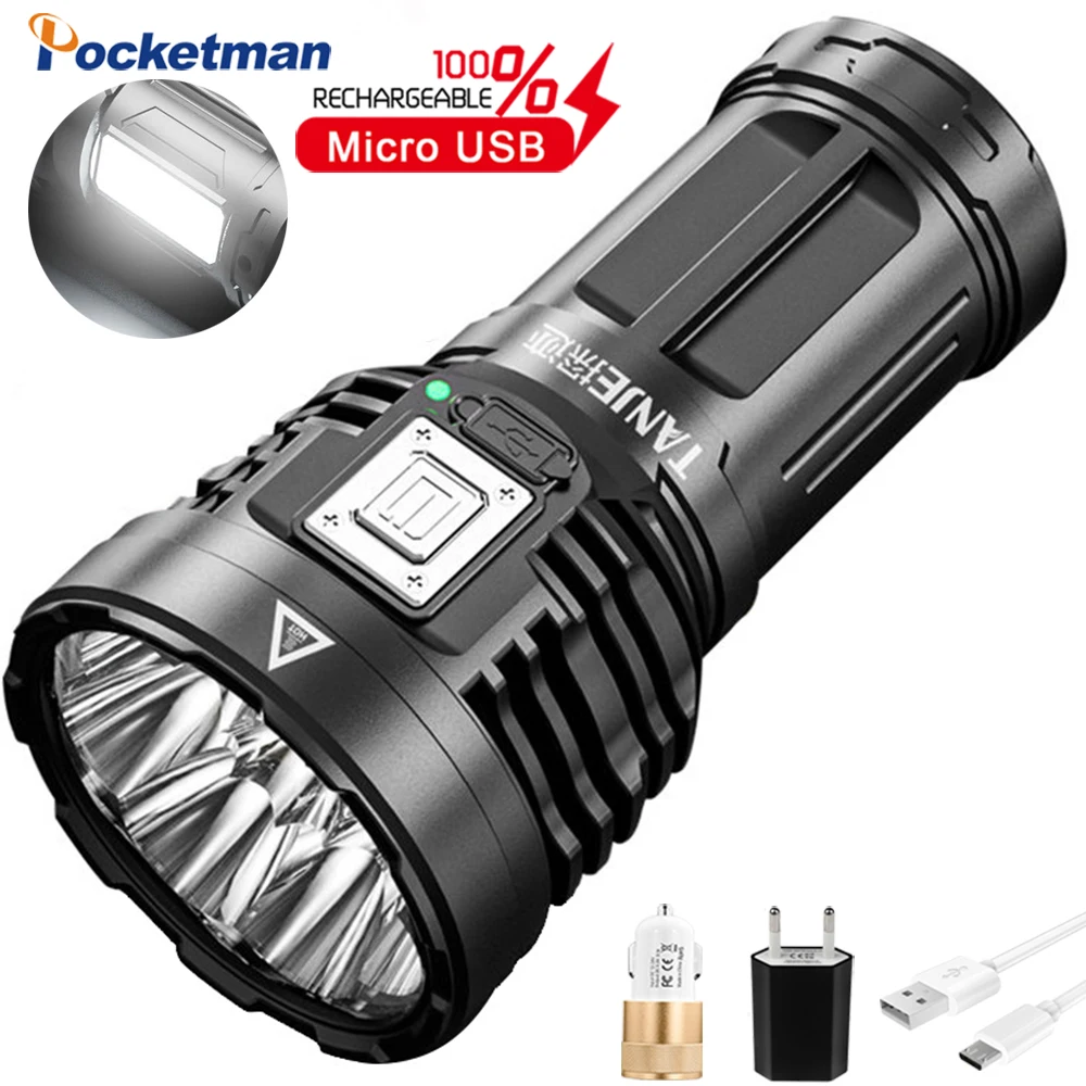 Powerful LED Flashlight Waterproof Rechargeable 5 Modes Torch with Cob Side Light for Camping Hiking Built in 18650 Battery
Powerful LED Flashlight Waterproof Rechargeable 5 Modes Torch with Cob Side Light for Camping Hiking Built in 18650 Battery
