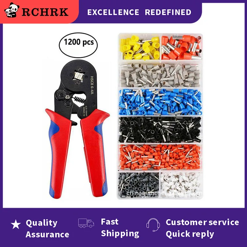 1200pcs E0508-E10-12 European tubular insulated terminal block cable connector HSC86-4 tubular terminal crimping pliers set
1200pcs E0508-E10-12 European tubular insulated terminal block cable connector HSC86-4 tubular terminal crimping pliers set