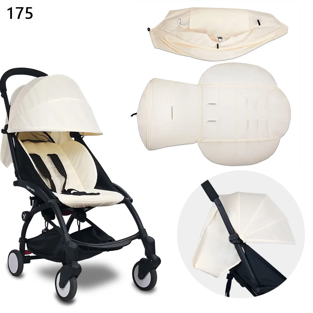 

Baby Stroller Accessories 175 Degrees Stroller Hood & Mattress For Babyzen Yoyo Yoya Babytime With Back Zipper Pocket