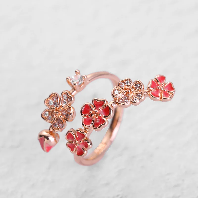 New Creative full diamond plum ring, Rose Gold Enamel color opening adjustable flower ring for women
New Creative full diamond plum ring, Rose Gold Enamel color opening adjustable flower ring for women