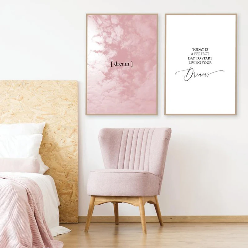 Scandinavian Quote Posters Dream Inspirational Canvas Prints Blush Pink Clouds Painting Picture Pink Bedroom Wall Art Decor
Scandinavian Quote Posters Dream Inspirational Canvas Prints Blush Pink Clouds Painting Picture Pink Bedroom Wall Art Decor