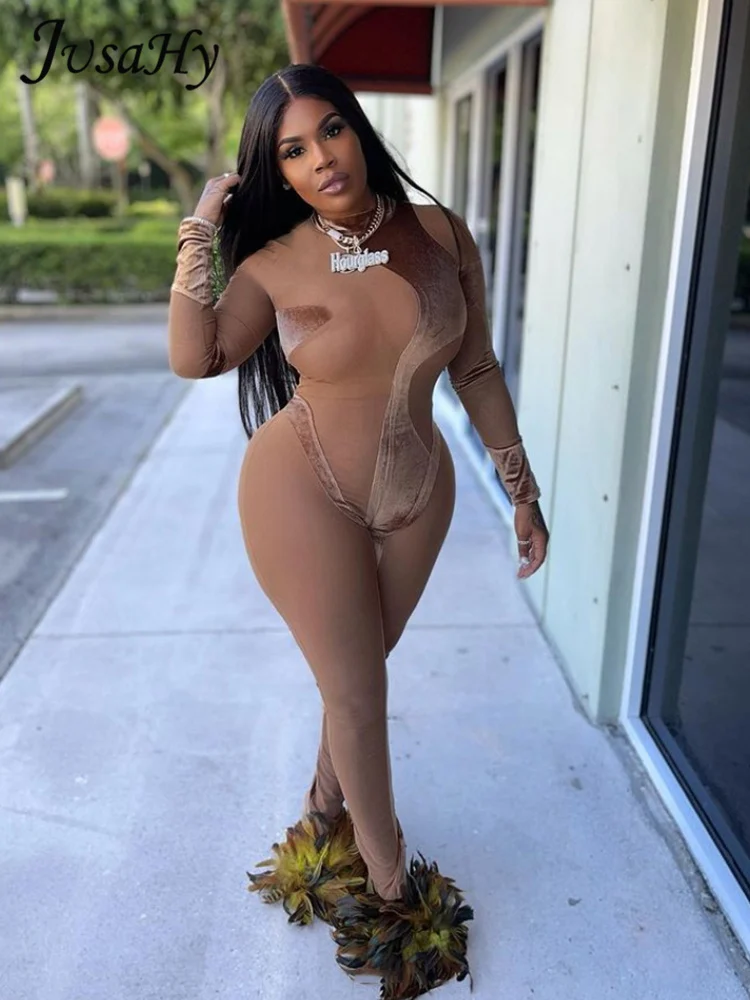 JuSaHy Y2K Patchwork Solid Mesh See Through Jumpsuits for Women Turtleneck Long Sleeves Stretchy Slim Outfits Casual Streetwear
JuSaHy Y2K Patchwork Solid Mesh See Through Jumpsuits for Women Turtleneck Long Sleeves Stretchy Slim Outfits Casual Streetwear