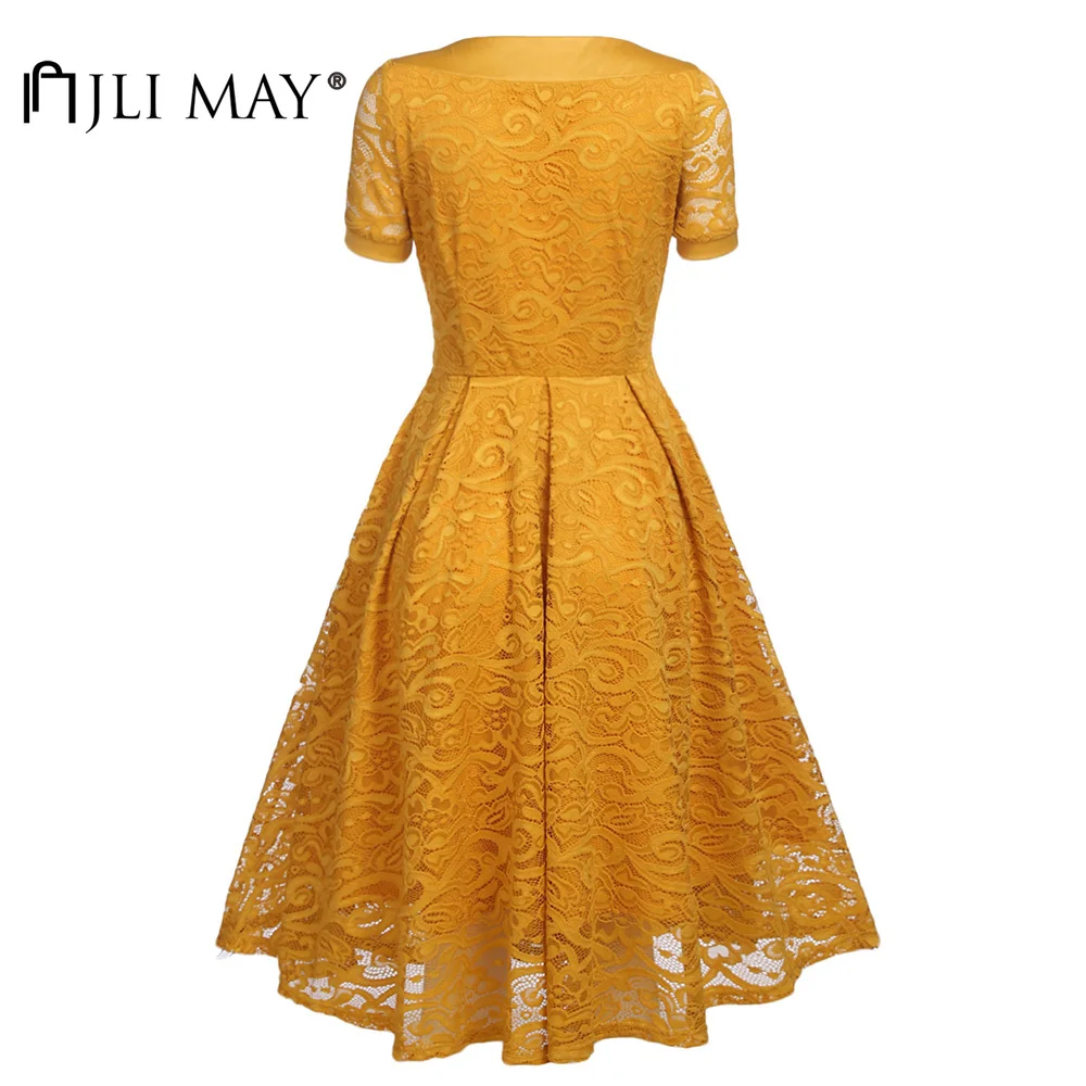 JLI MAY Summer Lace Dresses Women O-Neck Knee-Length A-Line Solid Short Sleeve Vintage Chic Party Elegant Dress
JLI MAY Summer Lace Dresses Women O-Neck Knee-Length A-Line Solid Short Sleeve Vintage Chic Party Elegant Dress