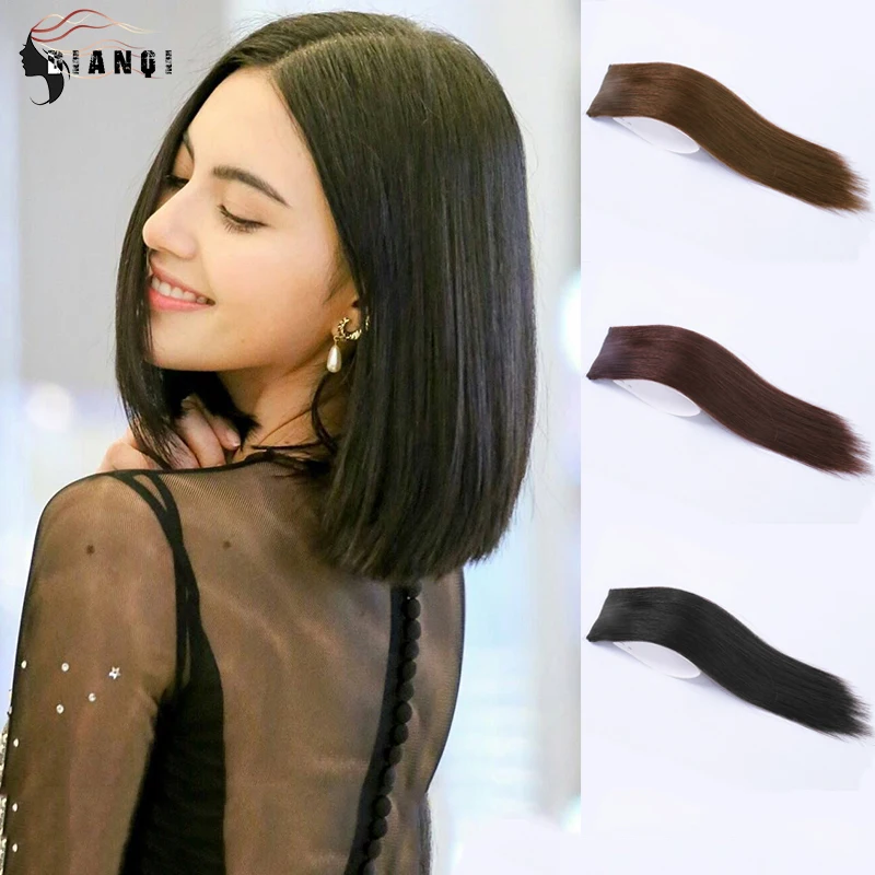 DIANQI short straight women clip in black brown hair extensions high tempreture synthetic hair piece for women thinning hair
DIANQI short straight women clip in black brown hair extensions high tempreture synthetic hair piece for women thinning hair
