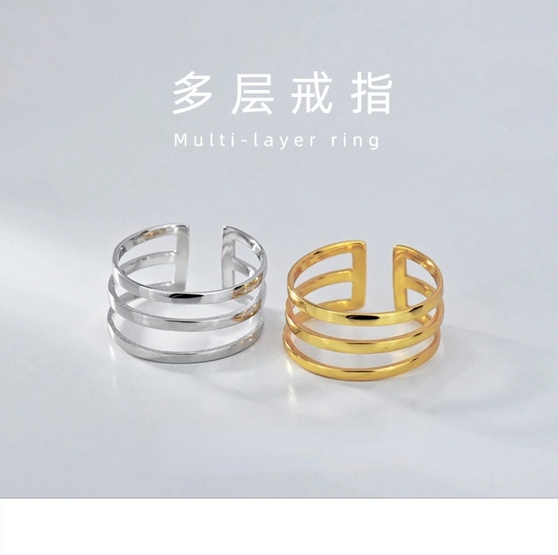 925 Silver Trendy Three-Layer Wire Ring Multi-Layer Opening Adjustment, Beautiful and Noble Jewelry Boho Neutral
925 Silver Trendy Three-Layer Wire Ring Multi-Layer Opening Adjustment, Beautiful and Noble Jewelry Boho Neutral