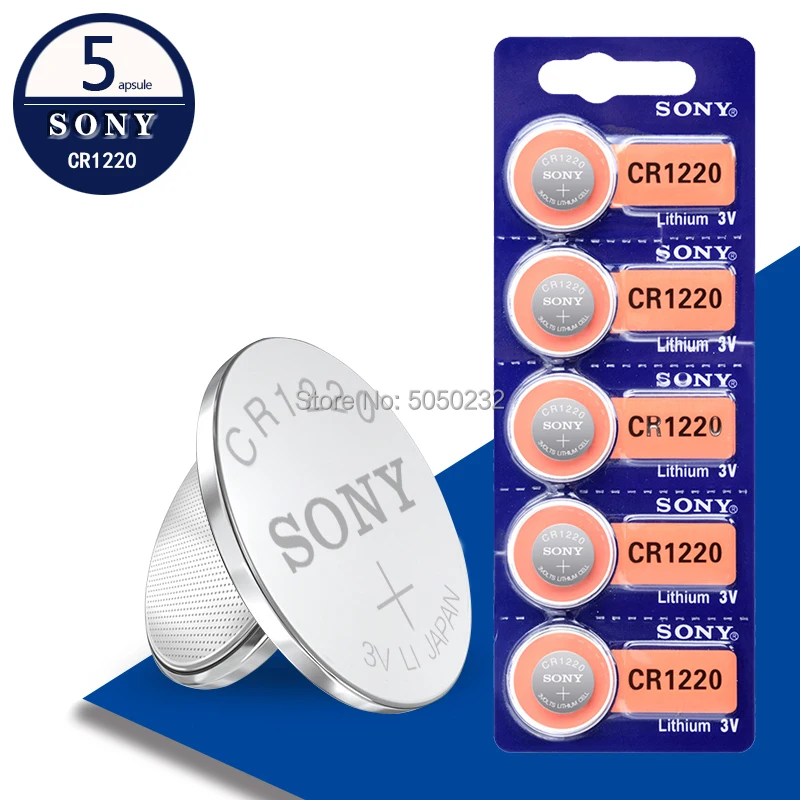 Литий-ионный аккумулятор для Sony 3v CR1220 Lithim DL1220 BR1220 ECR1220 LM1220 KCR1220 L04 5012LC 5 шт. |