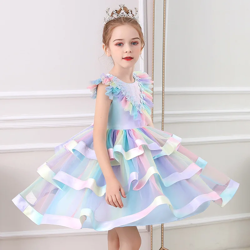 

Ruffles Pretty Flower Girl Dress Baby Girl Ball Gown Kids Formal Wear Wedding Party Dress With Bow