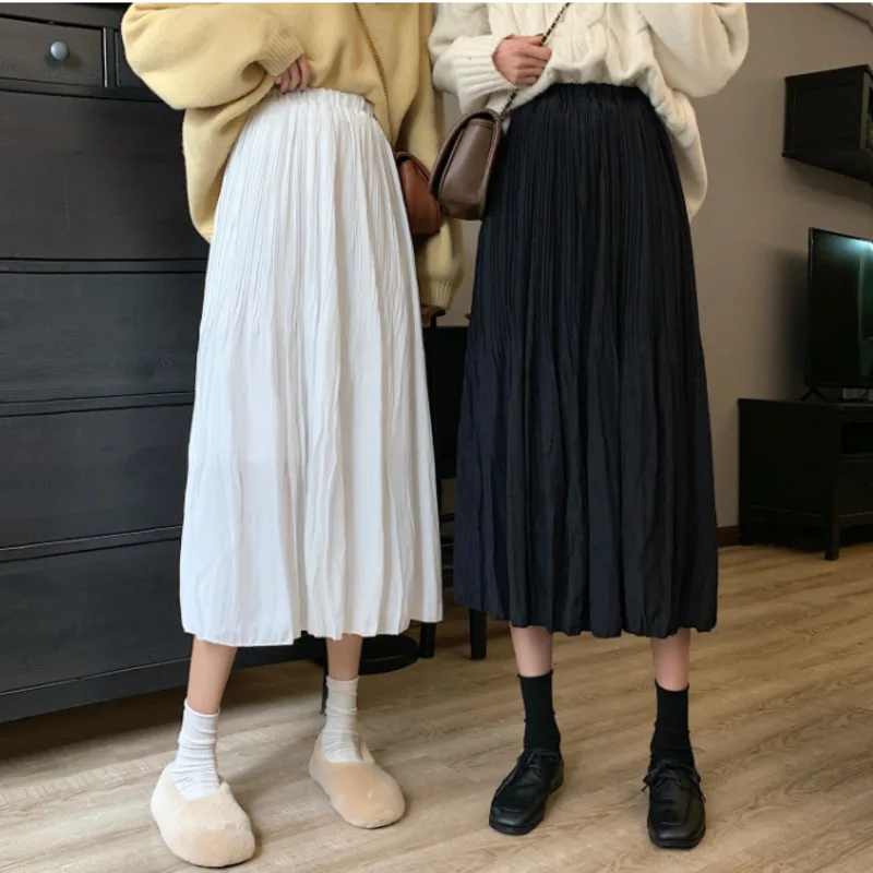 Elegant Pleated Skirt High Waist Women Solid Long Skirt Female Ladies High Quality Midi Skirt Preppy Style Student A Line Skirt
Elegant Pleated Skirt High Waist Women Solid Long Skirt Female Ladies High Quality Midi Skirt Preppy Style Student A Line Skirt