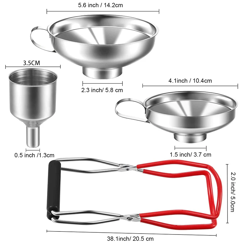 Hot 4 Pieces Canning Funnel and Can Lifter Set Small Funnel Kitchen Can Funnel Suitable for All Kinds Of Cans
Hot 4 Pieces Canning Funnel and Can Lifter Set Small Funnel Kitchen Can Funnel Suitable for All Kinds Of Cans