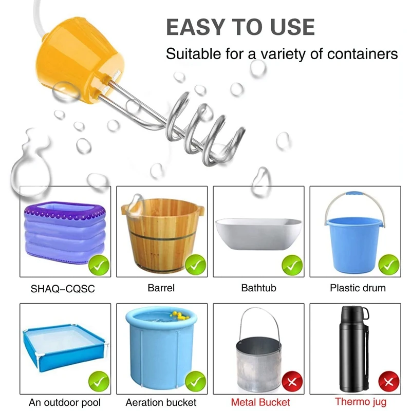 3000W Bucket Water Heater Floating Water Heater Immersion ss Boiler with Leakage Protection Switch/Thermometer
3000W Bucket Water Heater Floating Water Heater Immersion ss Boiler with Leakage Protection Switch/Thermometer