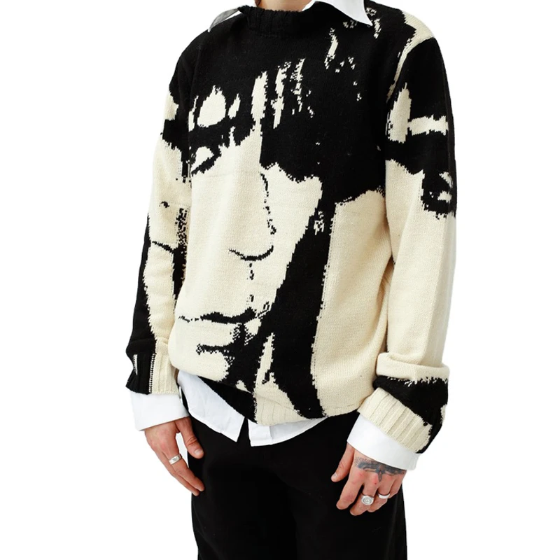 Mens Streetwear Harajuku Sweater Vintage Retro Japanese Style Anime Portrait Print Knitted Sweater 2021 Autumn Cotton Pullover
Mens Streetwear Harajuku Sweater Vintage Retro Japanese Style Anime Portrait Print Knitted Sweater 2021 Autumn Cotton Pullover