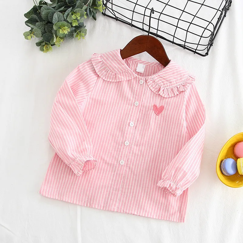 Children's Spring And Autumn New Fashion Long Sleeve Shirt Girl's Stripe Love Shirt Baby Collar Bottoming Shirt
Children's Spring And Autumn New Fashion Long Sleeve Shirt Girl's Stripe Love Shirt Baby Collar Bottoming Shirt